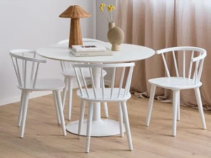Zestaw stół okrągły + 4 krzesła IBIZA - biały